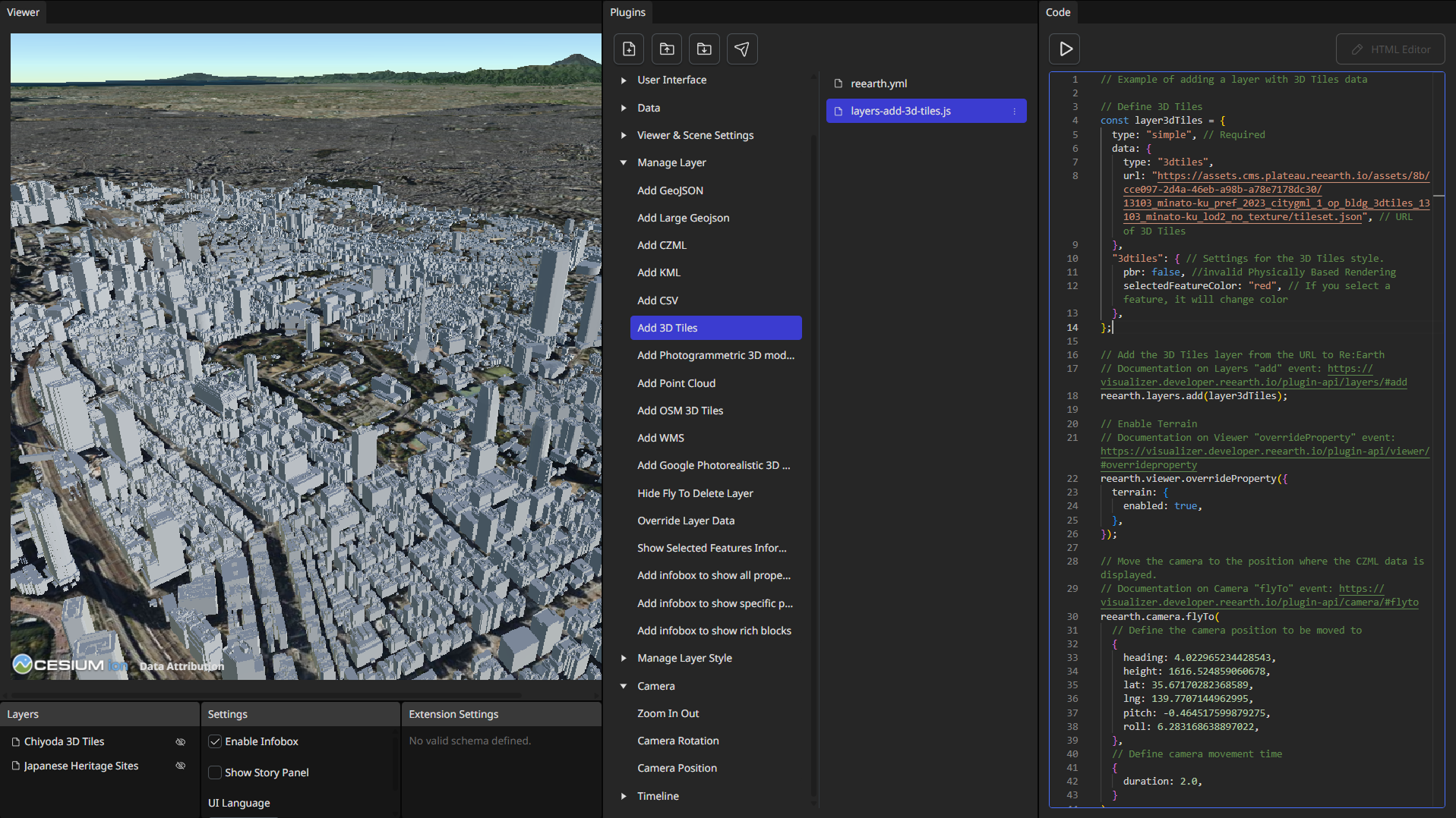 Re:Earth Visualizer — Plugin playground