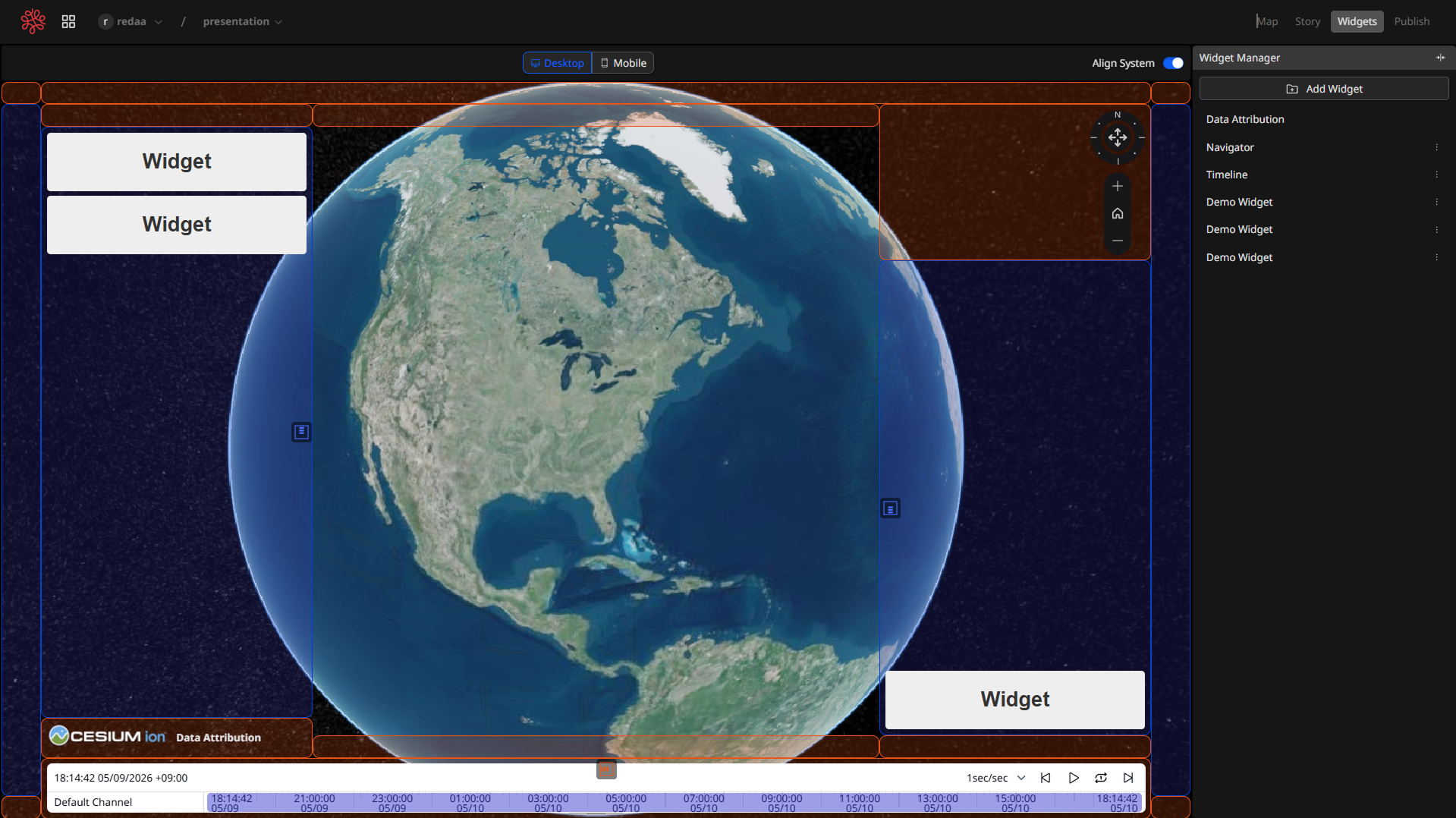Re:Earth Visualizer — 生产环境 UI(widget 模式)